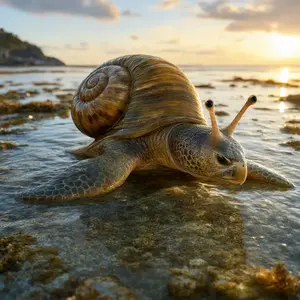 Sea turtle + Snail